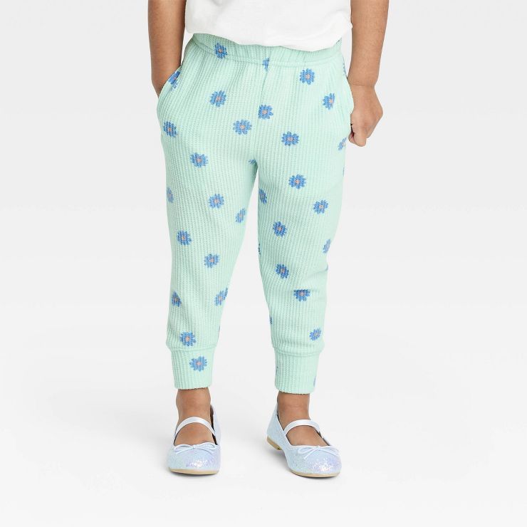 Toddler Girls' Floral Waffle Pants - Cat & Jack™ Mint Green | Target