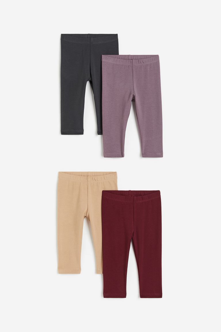4-pack Cotton Jersey Leggings - Dark red/beige - Kids | H&M US | H&M (US + CA)