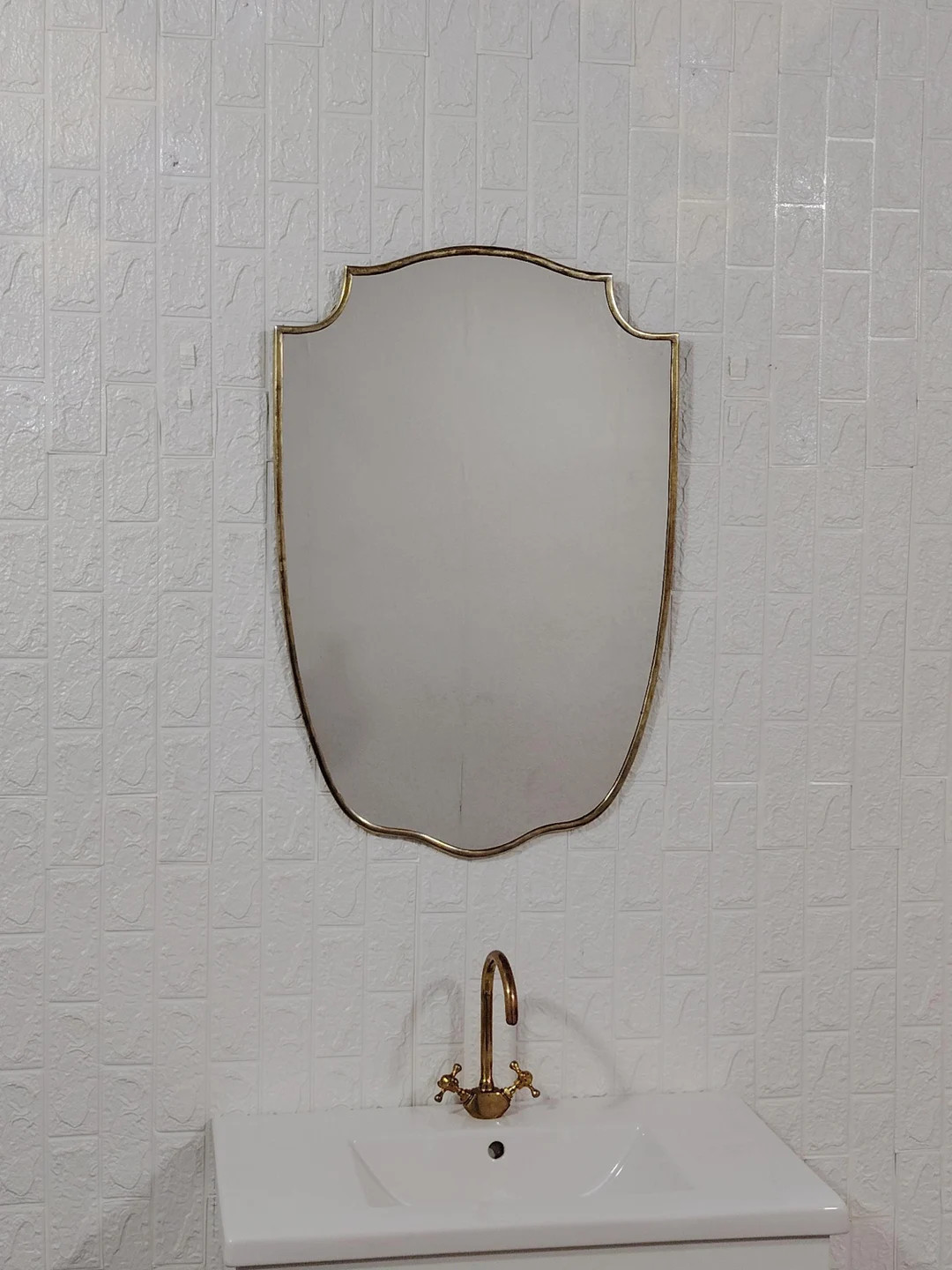 Italian Antique Brass Mirror Italian Shield Form Brass Wall Mirror - Etsy | Etsy (US)