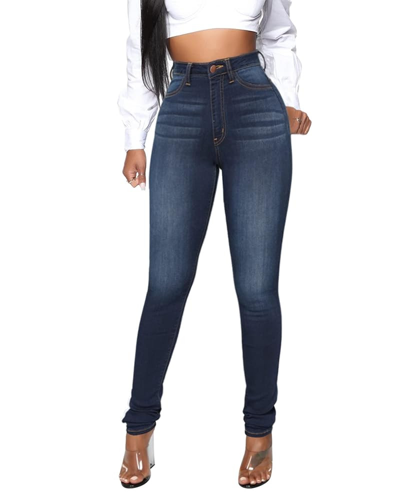 KUNMI Womens Classic High Waisted Skinny Stretch Butt Lifting Jeans Slim Fit Denim Pants | Amazon (US)