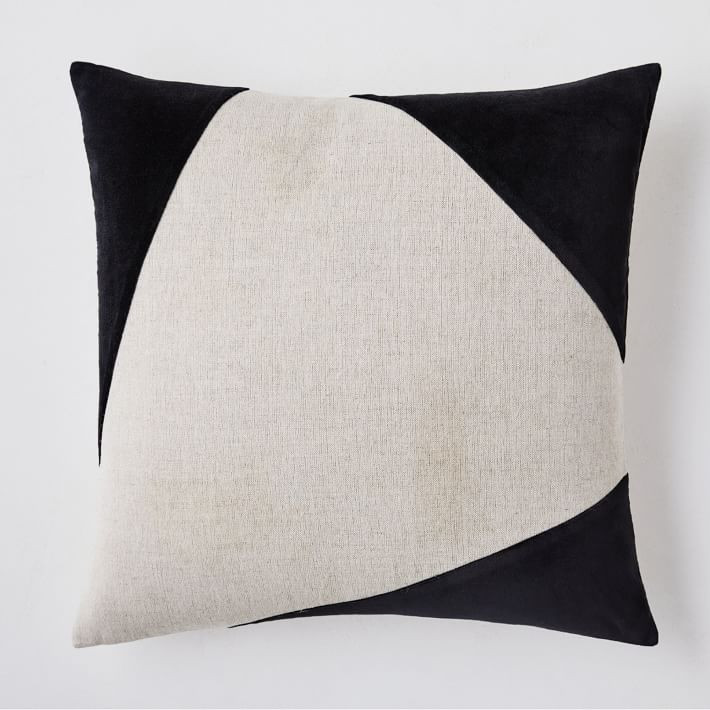 Cotton Linen & Velvet Corners Pillow Cover | West Elm (US)