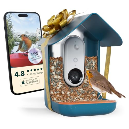 Birdbuddy PRO Non Solar Smart Bird Feeder with Camera - AI Bird Species Identification, 5MP Photos, 2K HD Video Live Stream Camera, Slow-Motion Video, 2.6in Focus - Blue - Non Solar | Amazon (US)