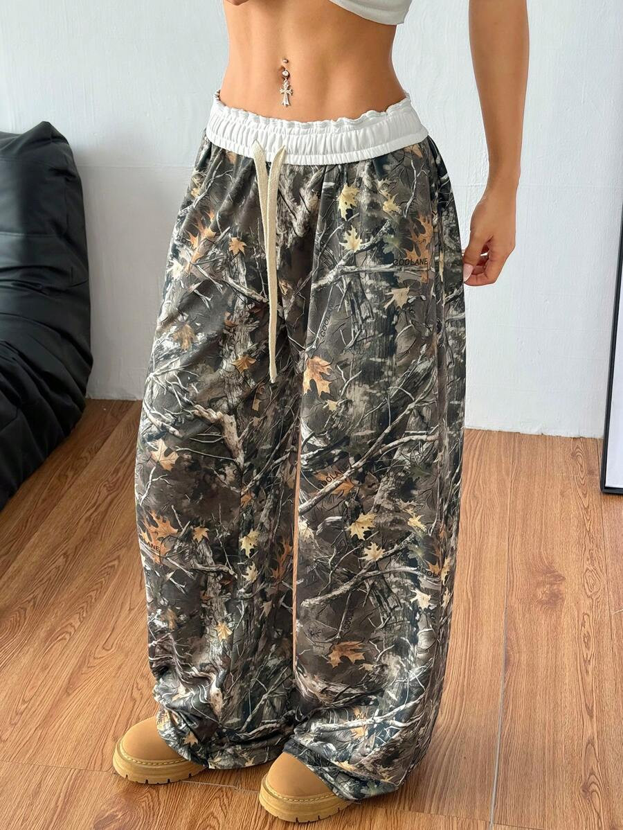 Coolane Women's Spring/Summer Back To School Basic Knit Camo Stretchy Comfortable Army Green Wide... | SHEIN