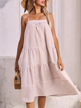 'Milan' Striped Layered Midi Dress | Goodnight Macaroon