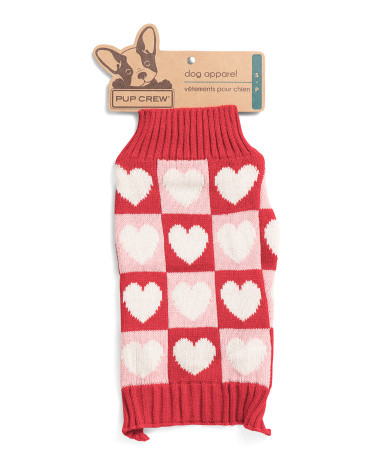 Multiple Heart Checkered Dog Sweater | TJ Maxx
