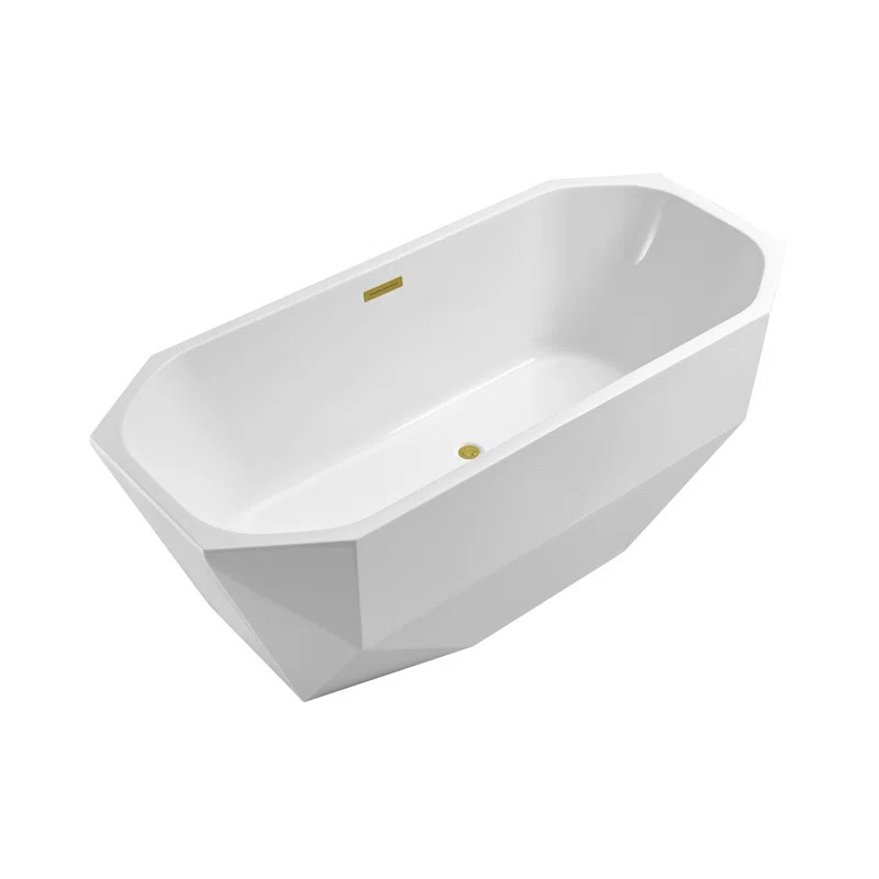 N620GLD 63'' x 28.7'' Freestanding Soaking Acrylic Bathtub | Wayfair North America