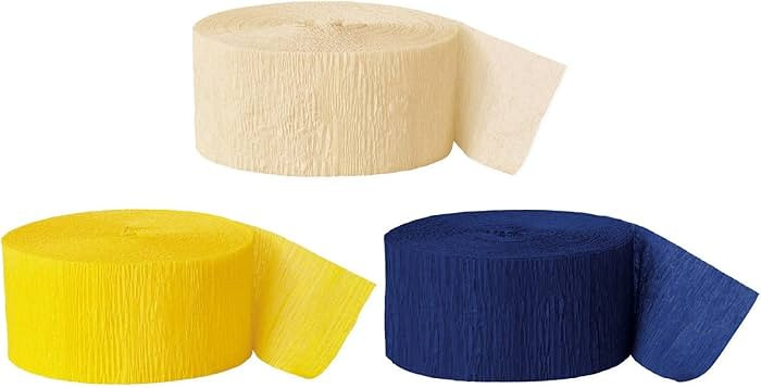 Andaz Press Crepe Paper Streamer Hanging Party Decorations Kit, 240-Feet, Ivory, Yellow, Navy Blu... | Amazon (US)
