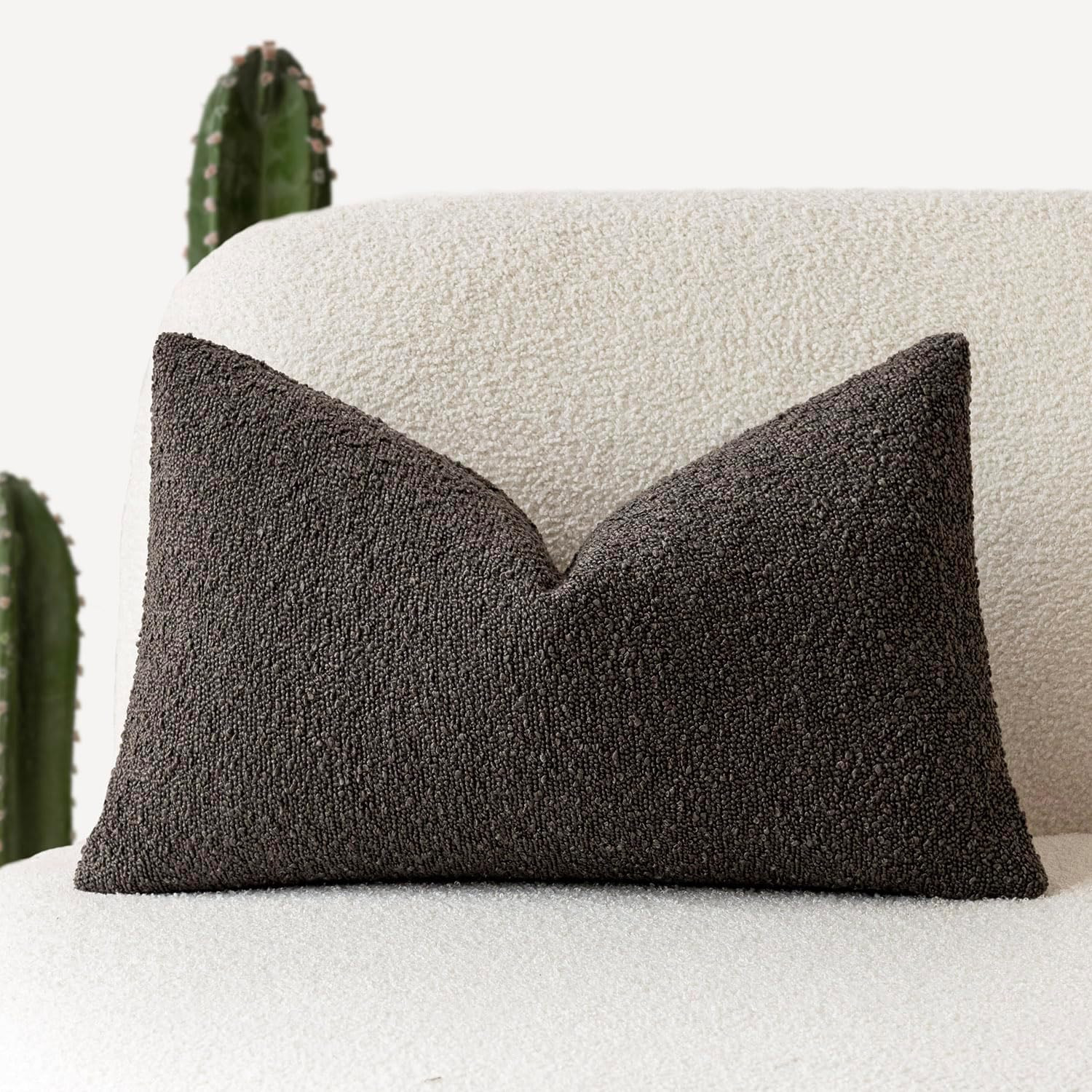 Foindtower Textured Boucle Throw Pillow Covers Accent Solid Lumbar Pillow Cases Cozy Soft Decorat... | Amazon (US)