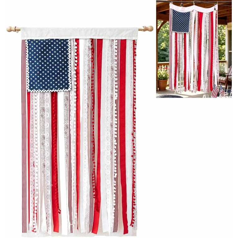 Lighted Rag American Flag Banner, 4 X 2.3 ft Lighted Rag American Flag Banner, 4th of July Outdoo... | Walmart (US)