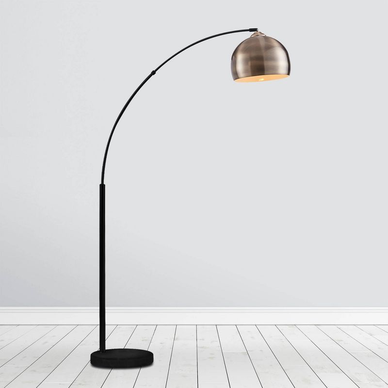 68&#34; Williamsburg Modern Arched Floor Lamp with Bell Shade and Marble Base Antique Brass/Black... | Target