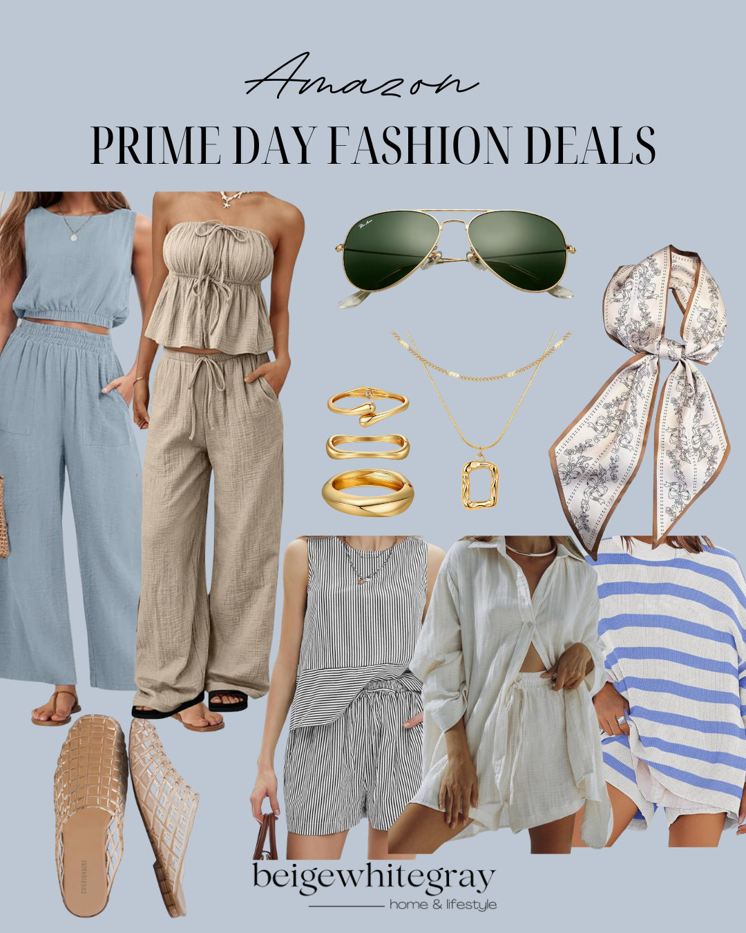 Amazon Prime Day Fashion Deals
Amazon fashion deals, Prime Day fashion finds, women’s summer outfits, matching lounge sets, linen two piece set, blue jumpsuit women, striped romper women, oversized button down shirt, striped sweater women, aviator sunglasses, gold jewelry for women, layered necklaces, gold rings, silk hair scarf, woven slide sandals, neutral fashion finds, affordable summer fashion, Amazon women’s clothing, vacation outfits women, coastal style fashion

#LTKSaleAlert #LTKBeauty #LTKTravel
