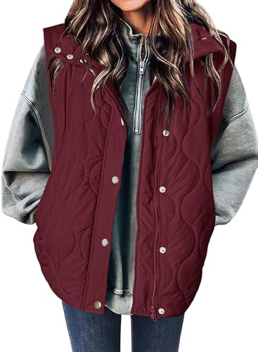 Zeagoo Women Puffer Vest Lightweight Stand Collar Sleeveless Winter Warm Zip Up Padded Outerwear Jackets with Pockets S-XXL | Amazon (US)
