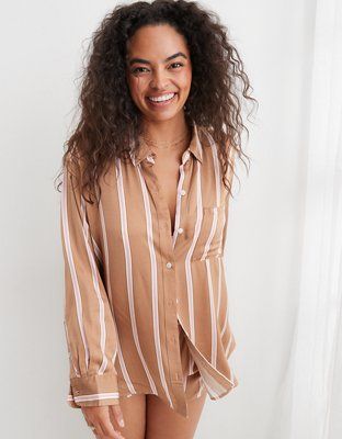 Aerie Satin PJ-To-Party Shirt | Aerie