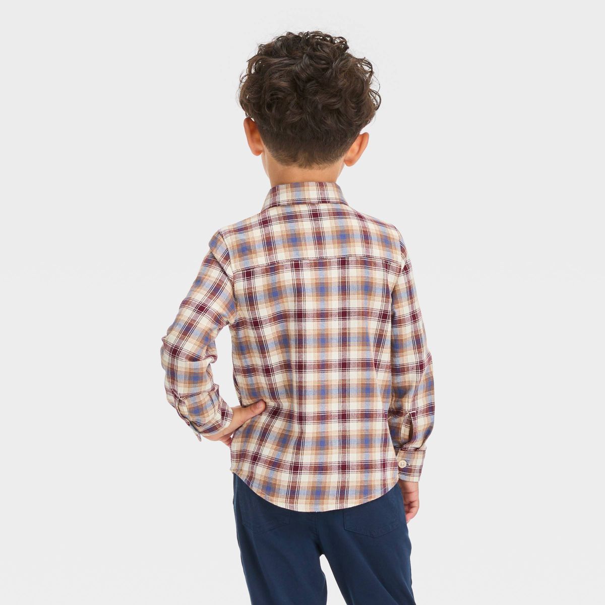 OshKosh B'gosh Toddler Boys' Long Sleeve Woven Flannel Shirt - Maroon | Target