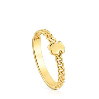 Small 18kt gold plating over silver bear Ring Bold Motif | TOUS USA