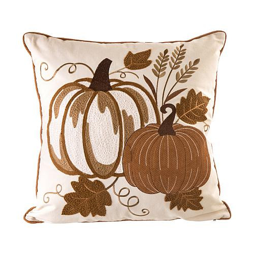 Glitzhome Cotton Embroidered Pumpkin Pillow Cover | HSN
