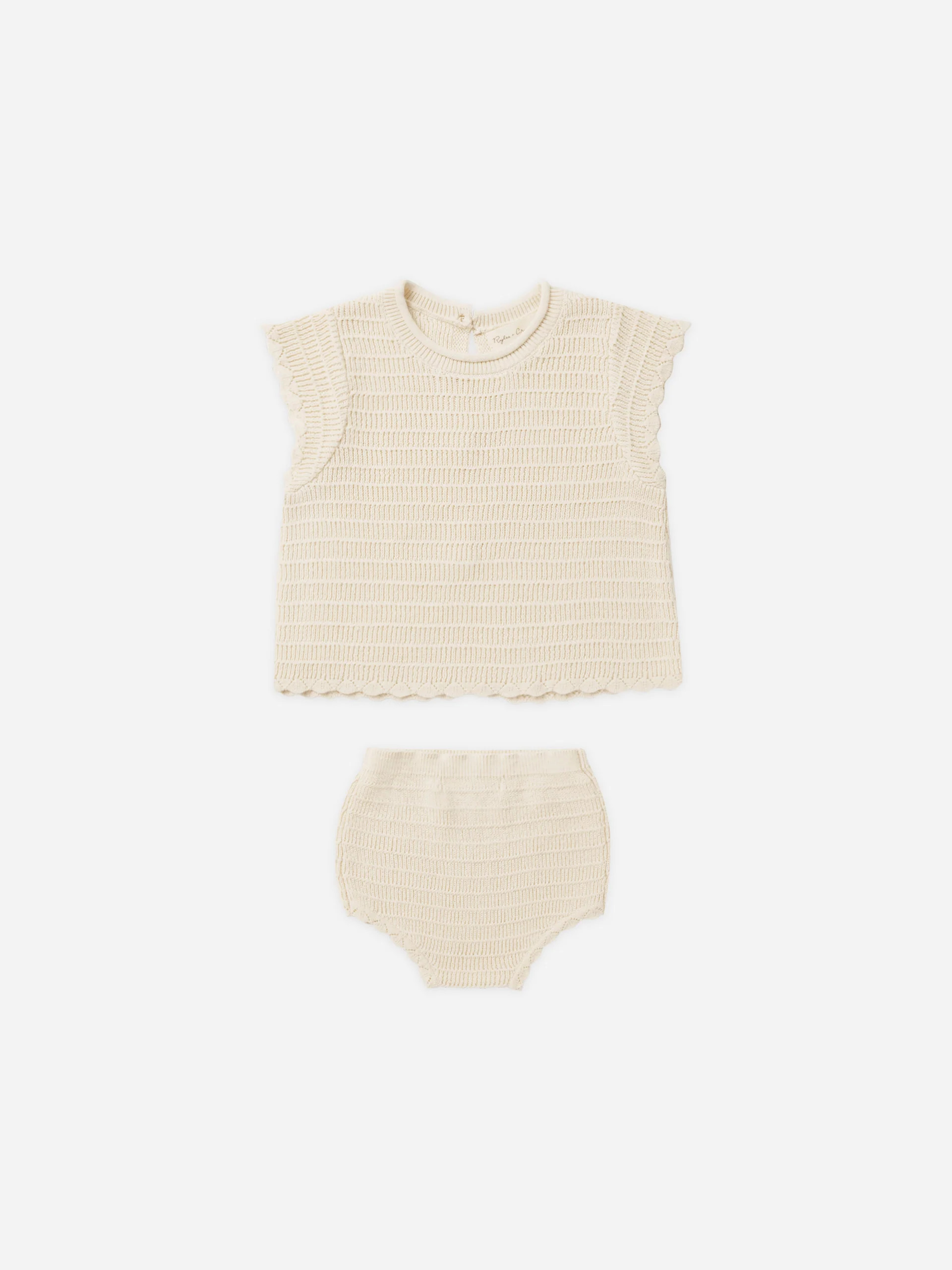 Scallop Knit Baby Set || Natural | Rylee + Cru