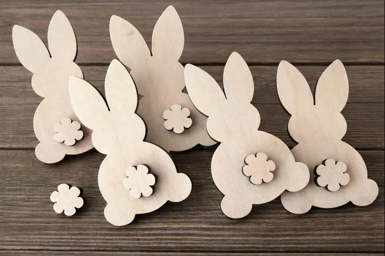 Unfinished Wood Easter Bunny Cutout | Spring Decor, DIY Kid Craft, Farmhouse Animal, Tiered Tray | Etsy (US)