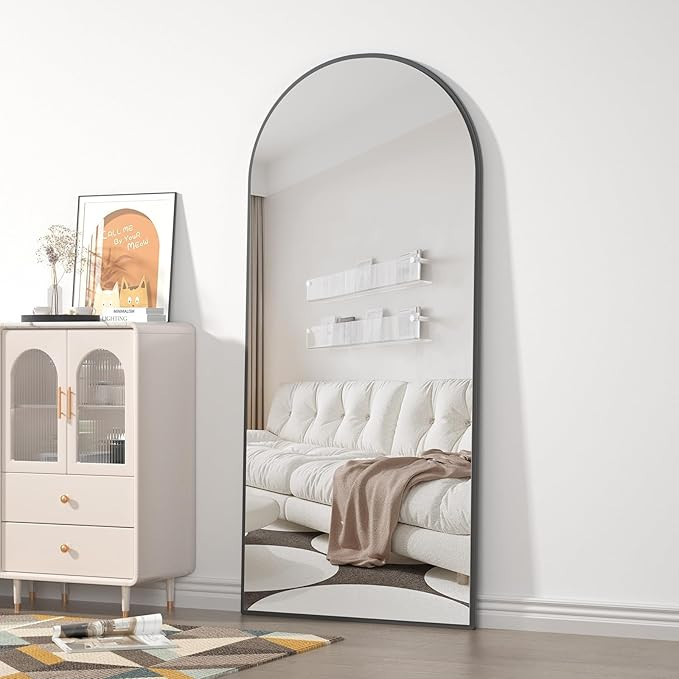 CASSILANDO Arched Full Length Mirror 65" x 24", Floor Standing Mirror, Unique Vertical Mirror, Bl... | Amazon (US)