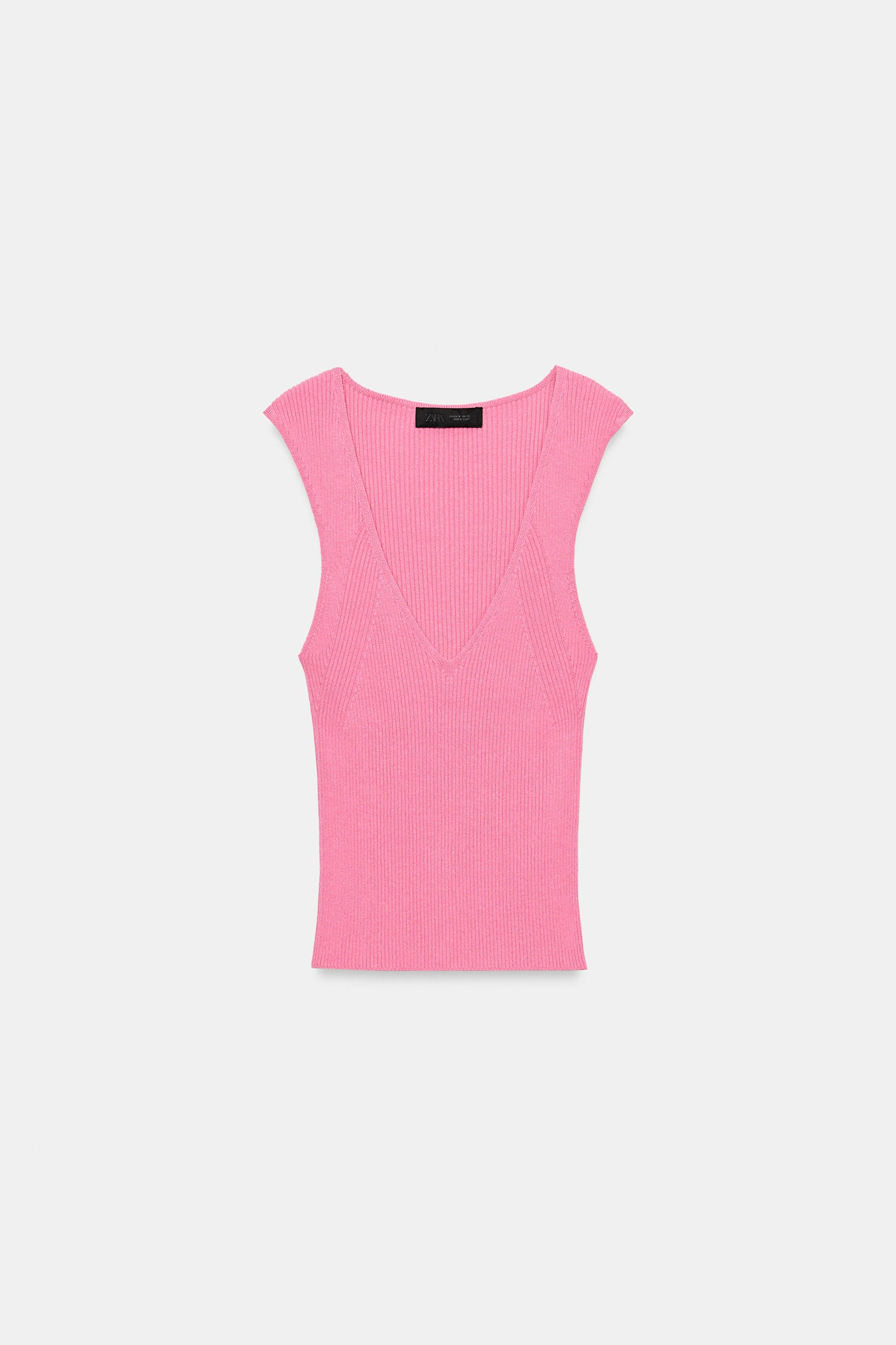 RIBBED KNIT V-NECK TOP | Zara UK