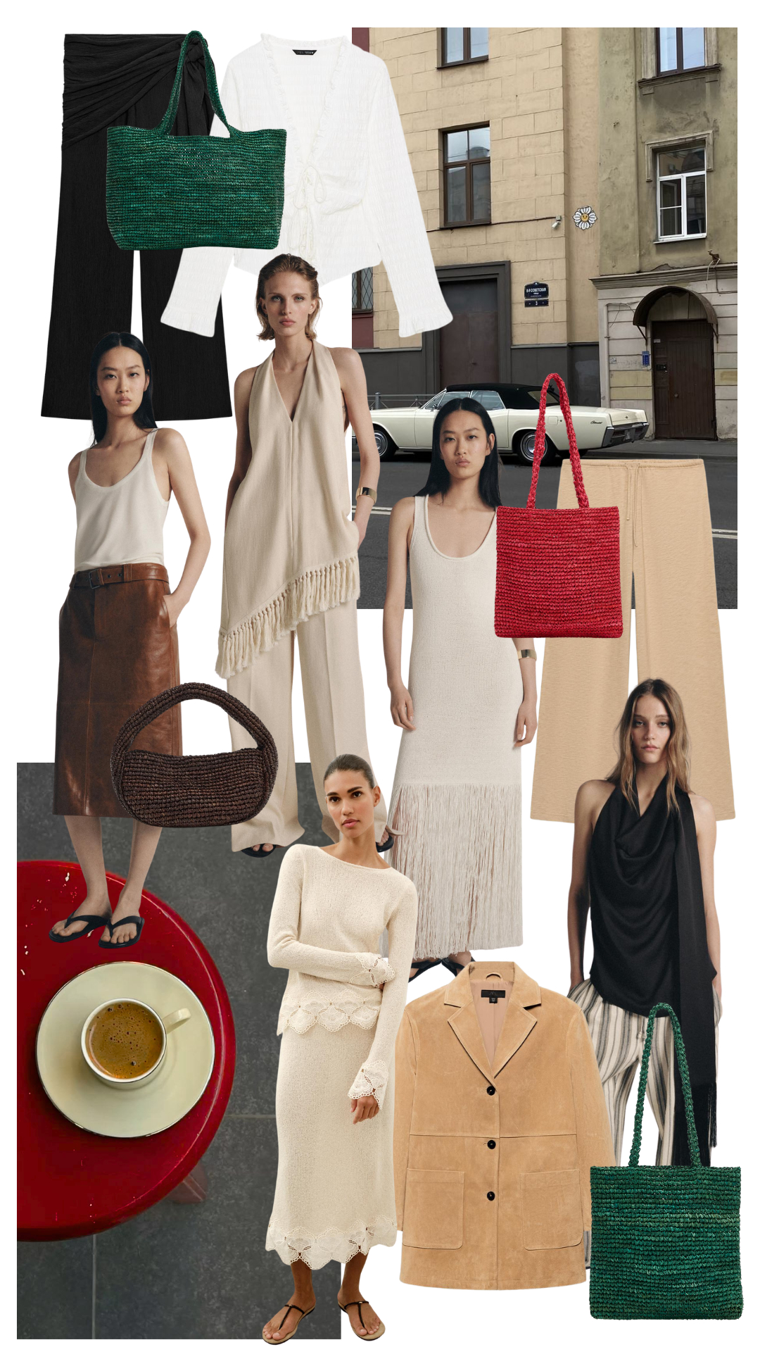 New In Zara Edit 
| Suede Jacket | Raffia Bag | Fringed Knit | Leather Pencil Skirt | Scarf Top  

 #LTKuk #LTKspring #LTKeurope