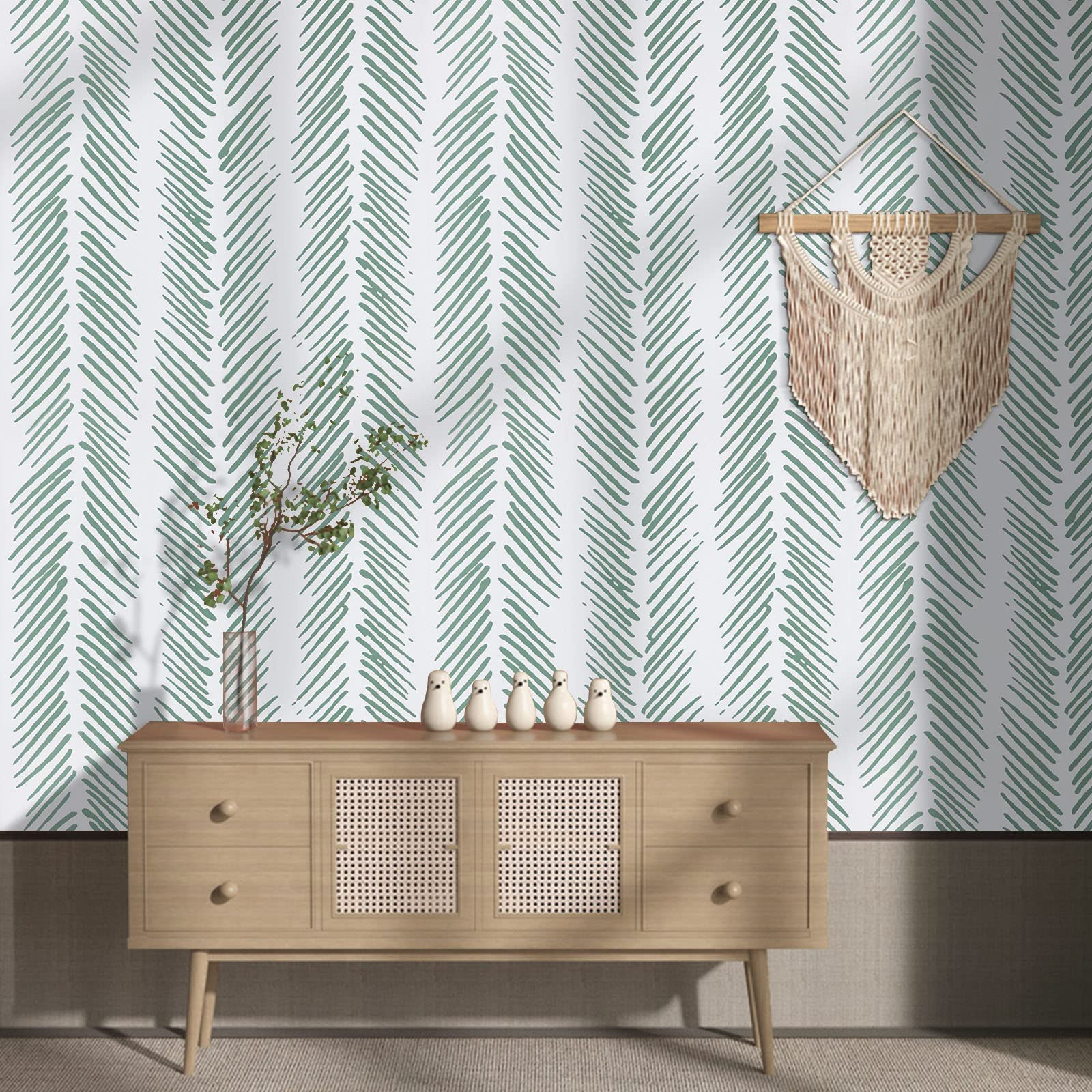 Decoroom Green Wallpaper Stripe Peel and Stick Wallpaper 17.71"X236.2" Self Adhesive Wallpaper Re... | Amazon (US)