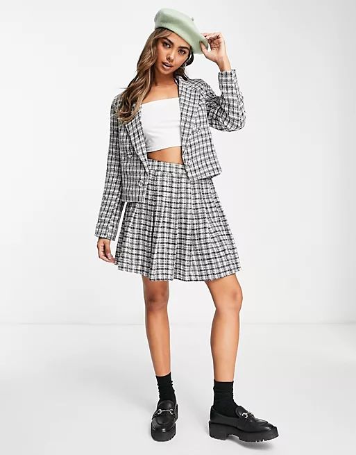 New Look blazer in black and white check - part of a set | ASOS (Global)