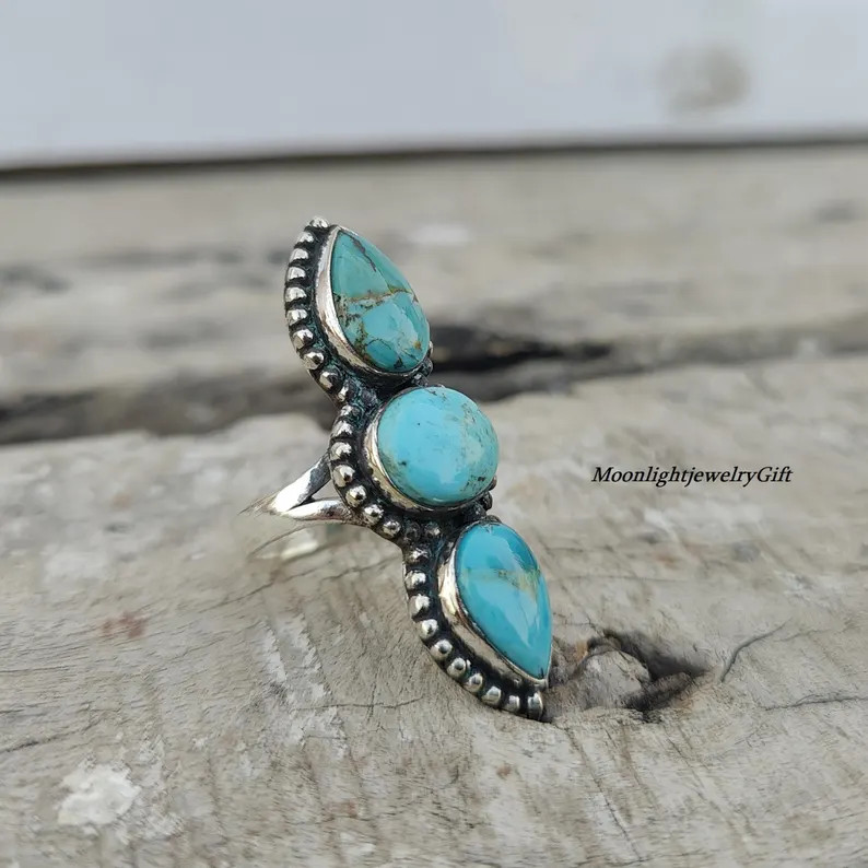 Mohave Turquoise Rings, 925 Sterling Silver Rings, Designer Jewelry, Handmade Rings, Turquoise Ge... | Etsy (US)
