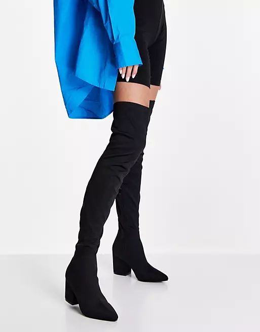 RAID Samba over the knee stretch boots in black | ASOS (Global)