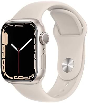Apple Watch Series 7 GPS, 41mm Starlight Aluminum Case with Starlight Sport Band - Regular (Renewed) | Amazon (US)