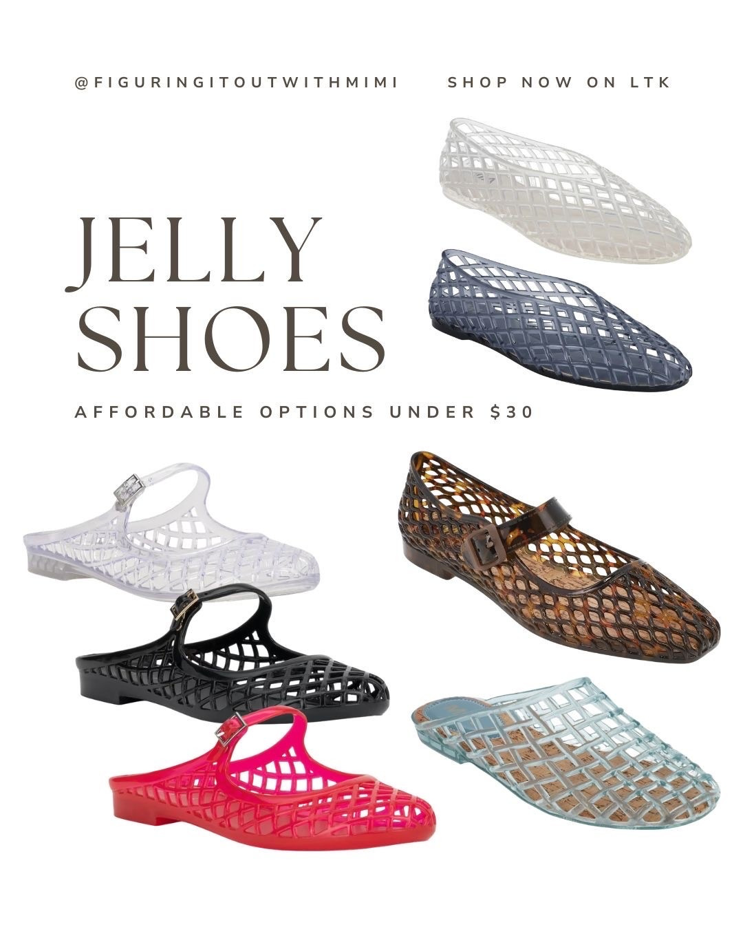 I am loving the jelly shoe trend right now! These are some affordable jelly shoe options that come in so many different colors. 




#jellyshoes #summershoes #jellyflats #jellymules

#LTKSeasonal #LTKootd #LTKdayinmylife
