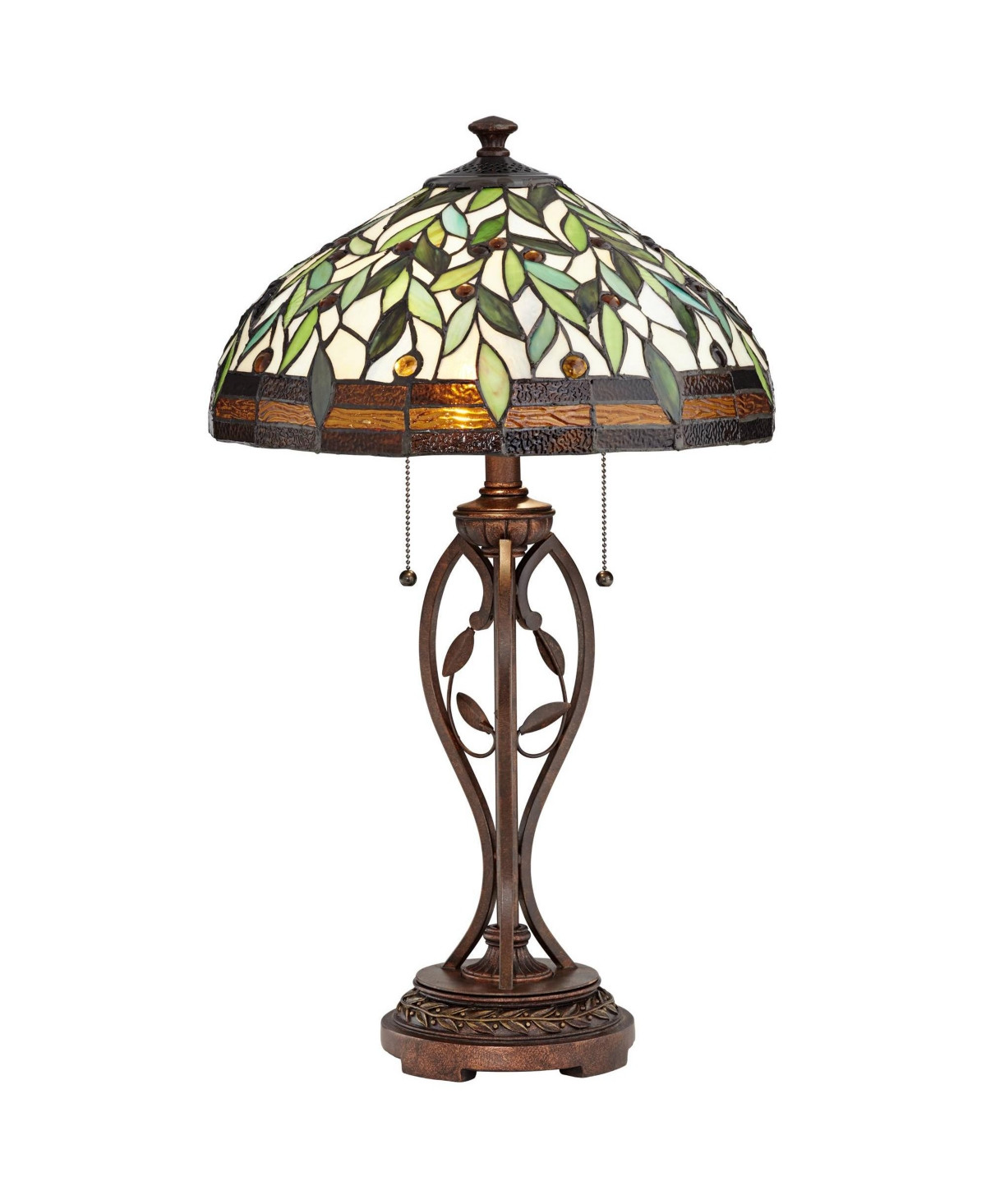 Robert Louis Tiffany Traditional Tiffany Style Table Lamp 26" High Blossoming Bronze Brown Leaf and Vine Antique Glass Shade Decor for Living Room Bed | Macy's