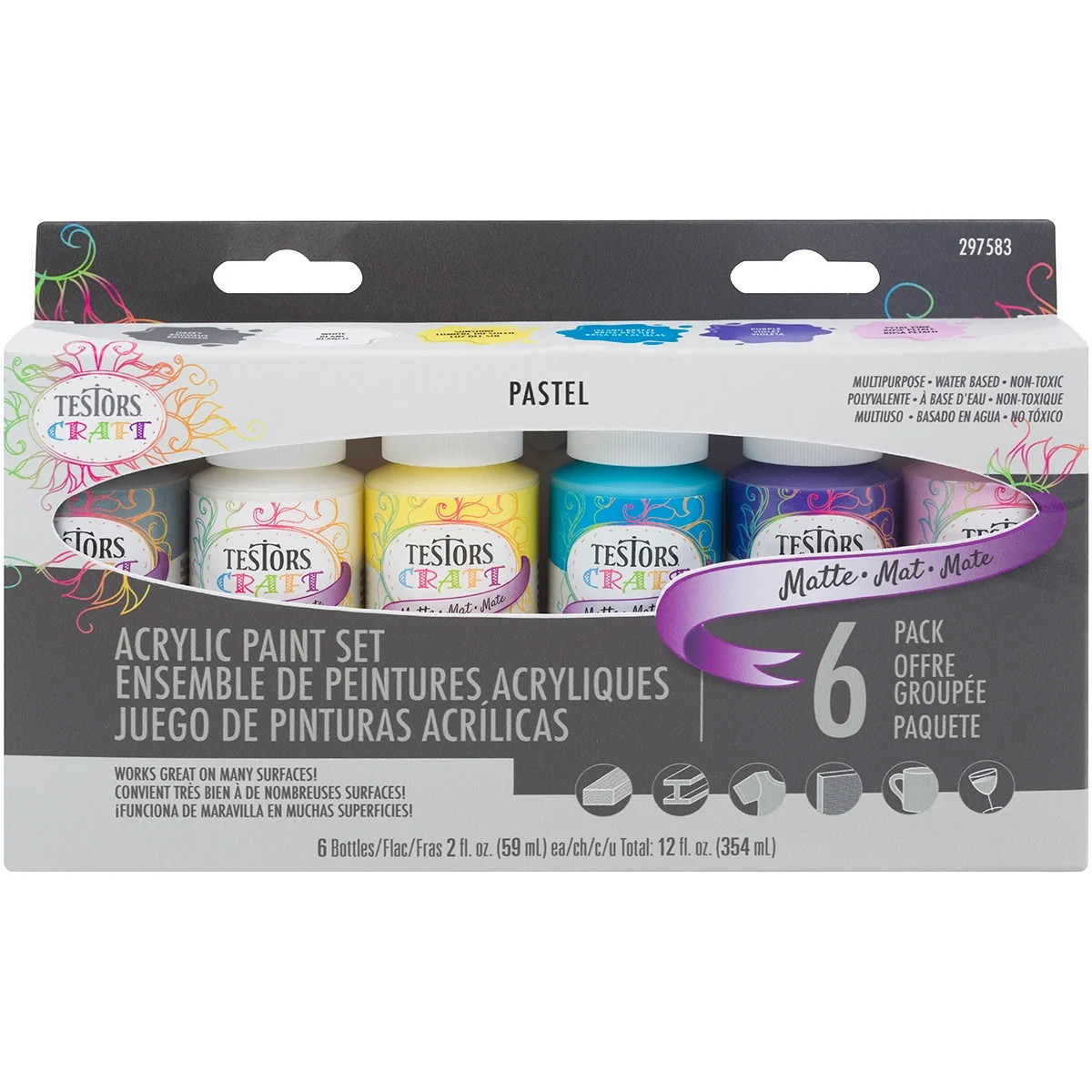 Testors Craft Acrylic Paint Set 6/Pkg-Pastel Matte | Walmart (US)