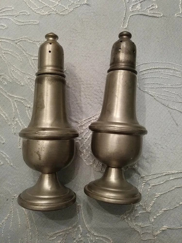 Vintage Empire Pewter Salt & Pepper Shaker Set Glass Lined Weighted 5 1/4 : Tall | eBay US