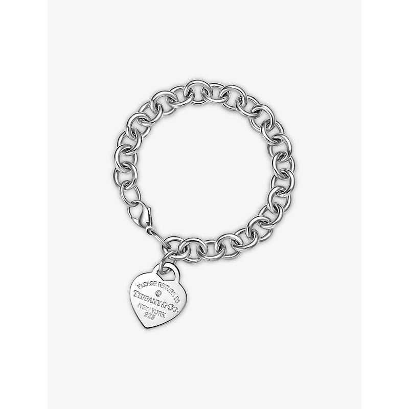 Tiffany & Co Return To Tiffany Heart Tag Medium Sterling Silver and 0.02ct Diamond Bracelet Xs | Selfridges