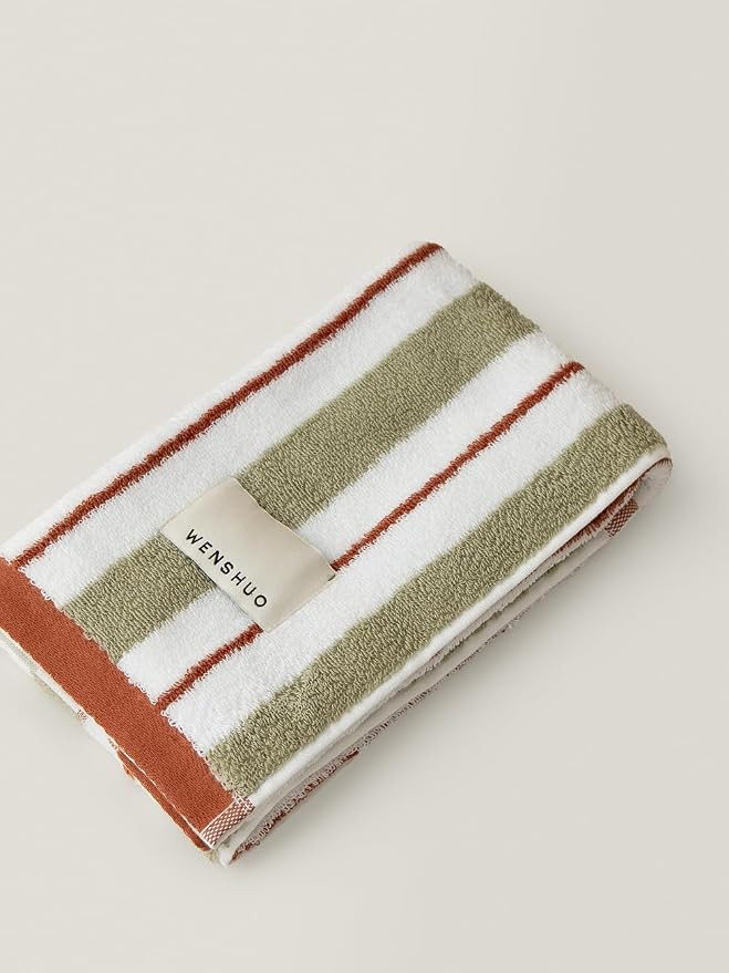 WENSHUO Melted Lollipop-Striped Pure Cotton Hand Towel,100% Combed Cotton,Luxury Towel,Super Abso... | Amazon (US)