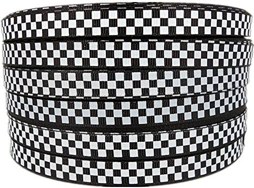 Black Grosgrain Ribbon White Checkered Printed, 3/8 Inch 25 Yards | Amazon (US)