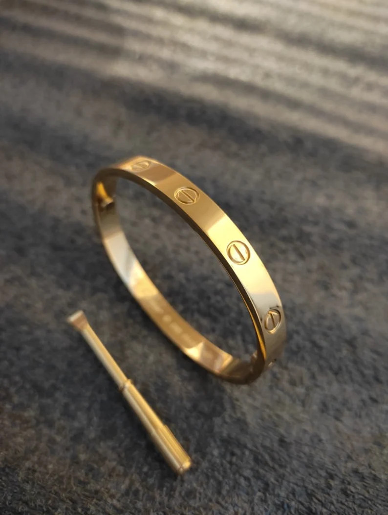 Silver Gold Stainless Steel Bracelet, Love Bangle, Luxury Bracelet, Screw Love Bracelet, | Etsy (US)