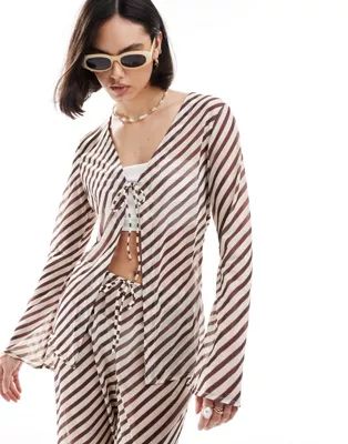 4th & Reckless anais sheer beach blouse in stripe - part of a set | ASOS | ASOS (Global)