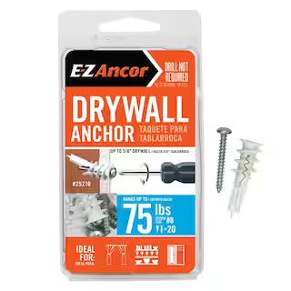 E-Z Ancor Twist-N-Lock 75 lbs. Drywall Anchors (20-Pack) 25210 - The Home Depot | The Home Depot