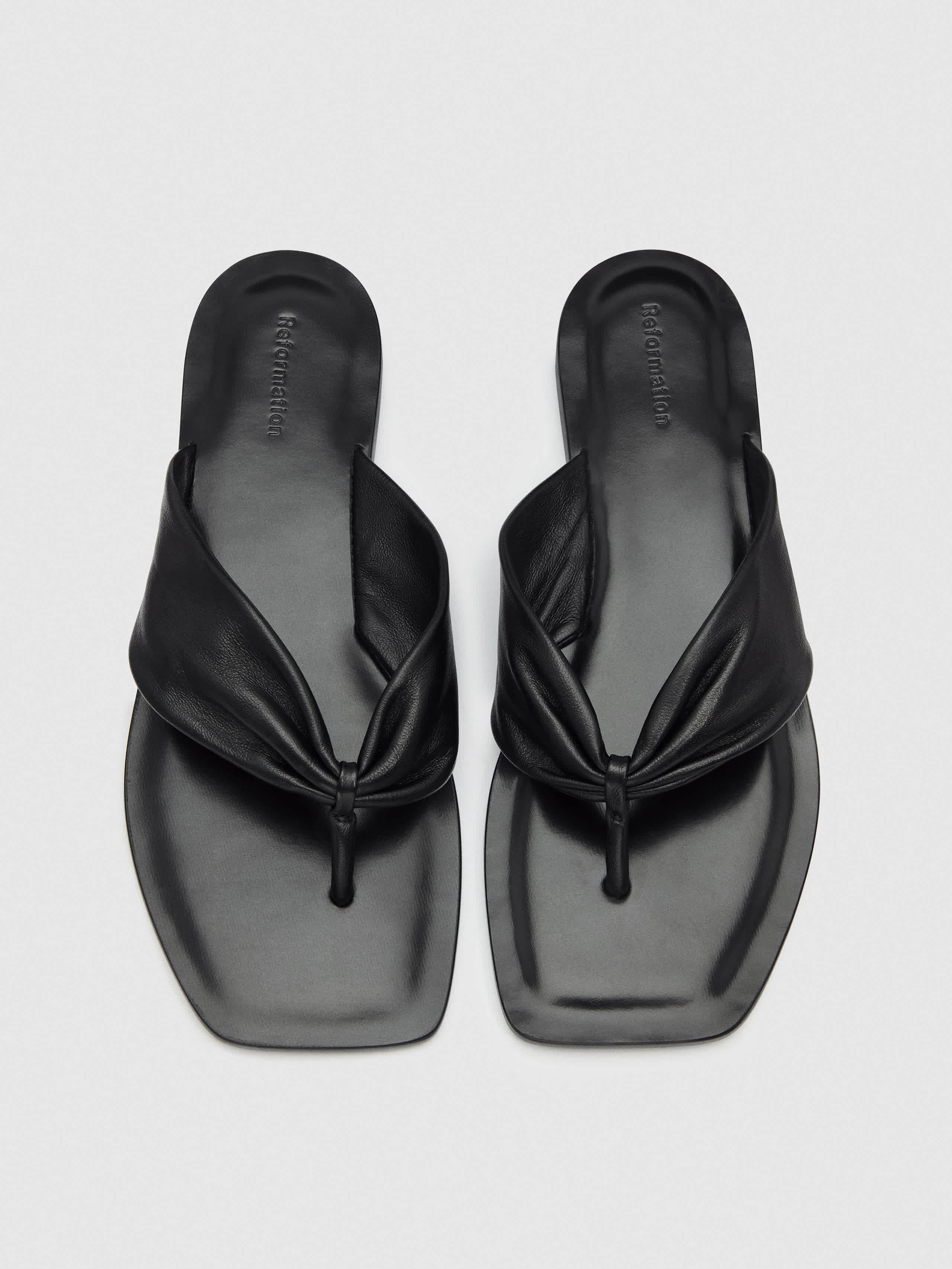 Reformation Larsen Thong Sandal Black Leather 9.5 | Reformation (Global)