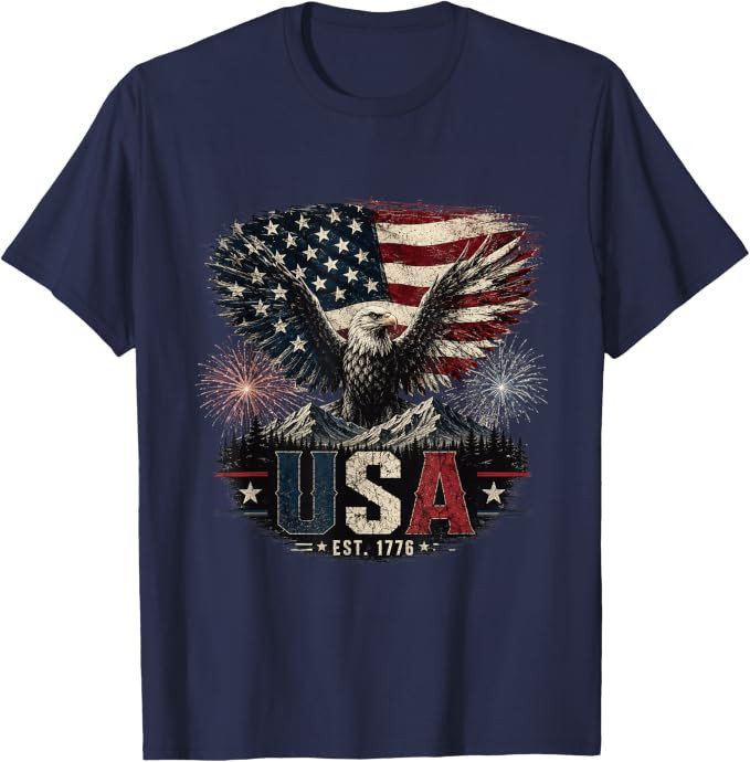 USA Est. 1776 Patriotic Eagle Design T-Shirt | Amazon (US)