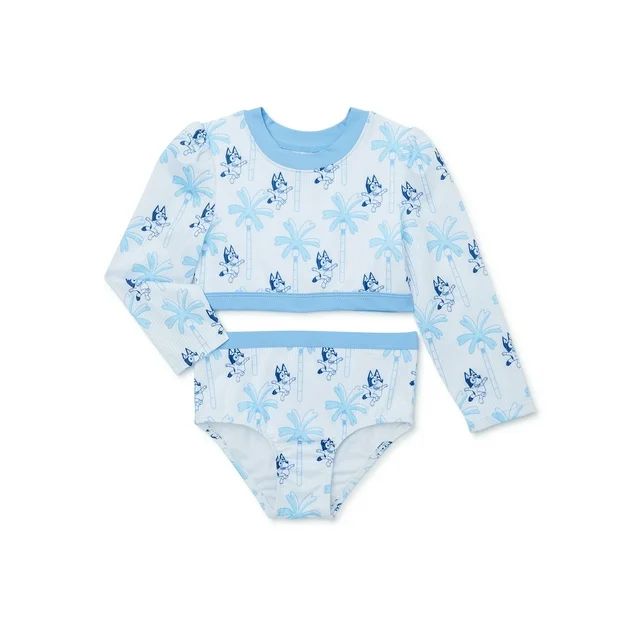 Character Toddler Girl Long Sleeve Rashguard Swim Set, Sizes 12M-5T | Walmart (US)