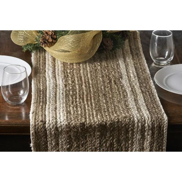 LR Home Striped Bleached Bordered Natural Jute Table Runner ( 2x7 ) | Walmart (US)