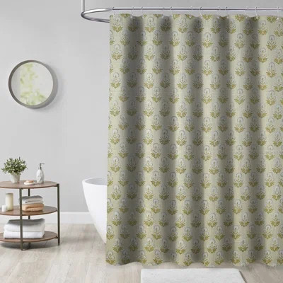 Handmade Block Print Shower Curtain – Artisan Crafted Elegance for Your Bathroom, Rishi, White | Wayfair North America