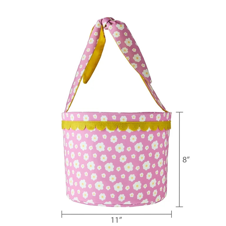 Floral Fabric Basket, Pink and White, 8" x 11", Easter by Way To Celebrate | Walmart (US)
