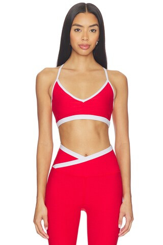 Spacedye Shirred Colorblock Bra in Chili Red Heather | Revolve Clothing (Global)