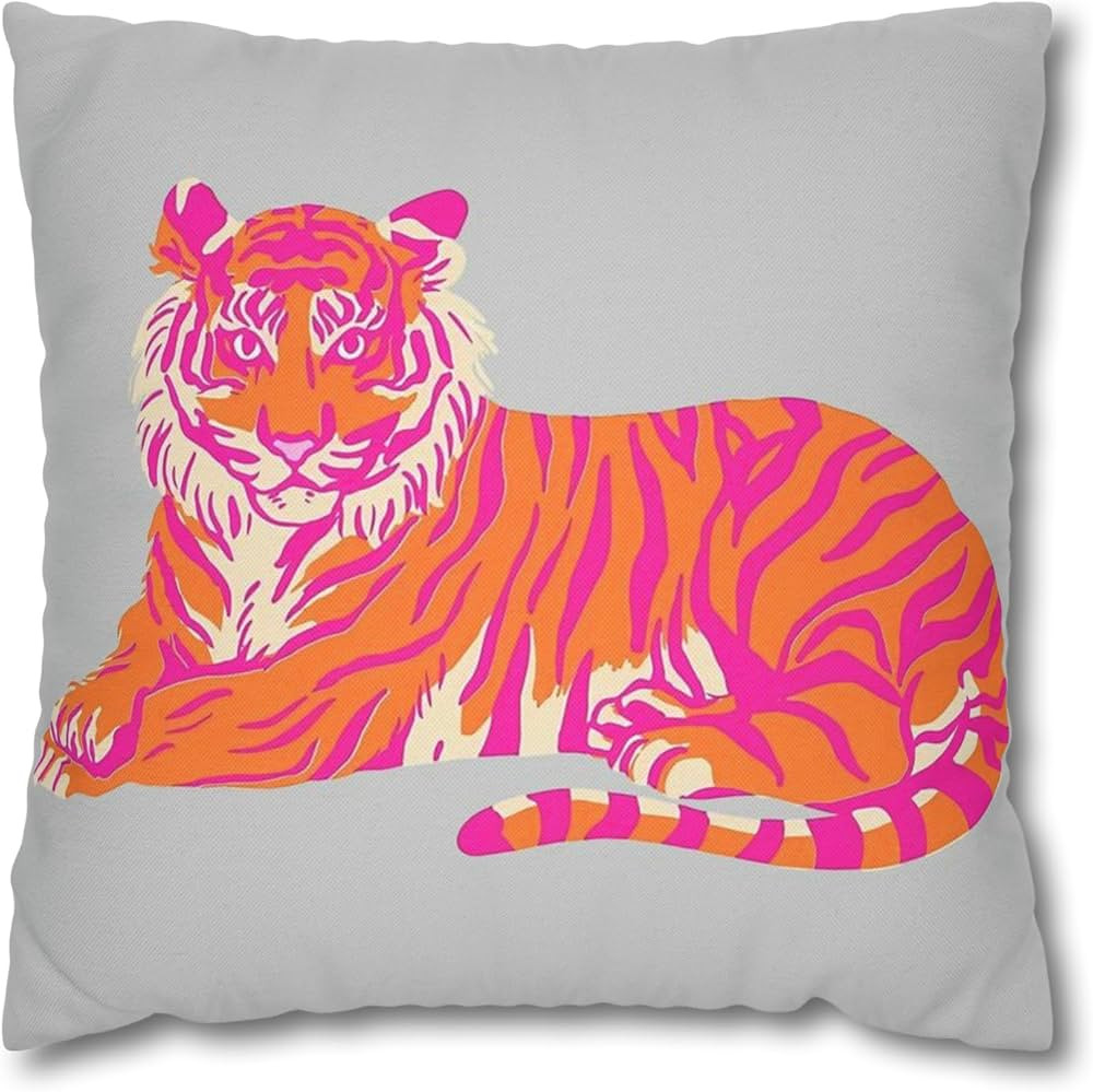 TRENTONJOHN Tiger Throw Pillow Cover Pink and Orange Pillow Tiger Pillow Decorations Square Pillo... | Amazon (US)