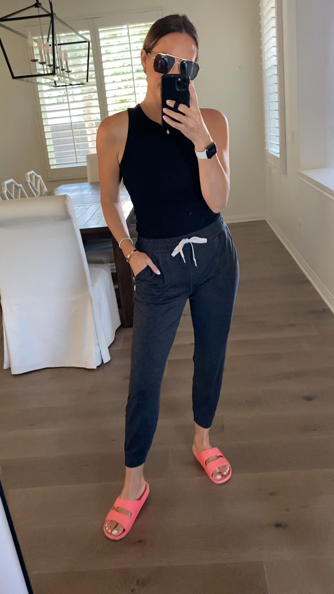 Drop off outfit of the day! Vuori joggers size small, pink slides, Target tank size small, Amazon sunglasses 

#LTKfitness #LTKshoecrush #LTKover40