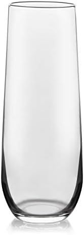 Libbey Stemless Champagne Flute Glasses, Set of 12, Clear, 8.5 oz - | Amazon (US)